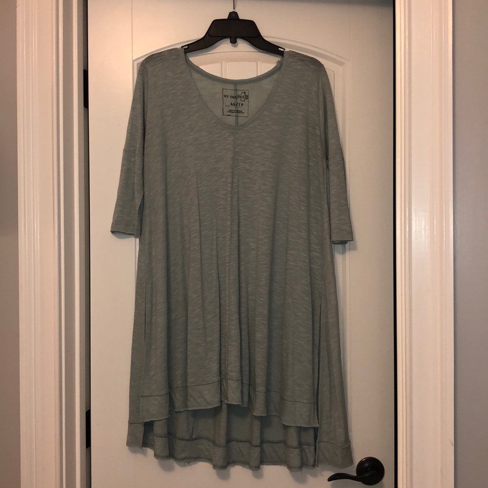 Free People Blue Long Shirt